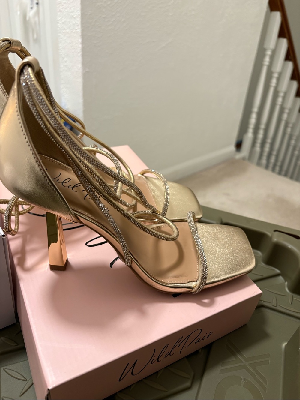 Wild Pair Metallic Gold Strappy Heels